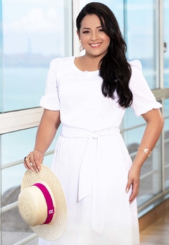 Vestido Evasê Branco Moda Evangélica 30211 - comprar online