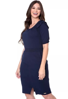 Vestido Hapuk Azul 3/4 Moda Evangélica 060796 - comprar online