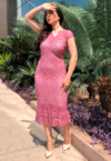 Vestido Tubinho em Renda Rosa Antigo Moda Evangélica (Luiza)