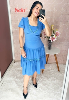 Vestido Azul Serenity Moda Evangélica 30268 - Solo Moda Evangélica