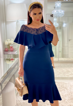 Vestido Azul em Malha Moda Evangélica - comprar online