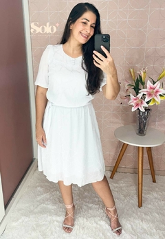 Vestido Evasê Branco Moda Evangélica 30211 - loja online