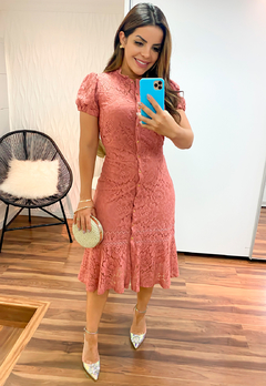 Vestido Midi Rosê Moda Evangélica - comprar online
