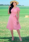 Vestido Evasê Rosé Moda Evangélica 30266
