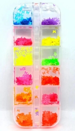 CAJA DECO MARIPOSAS FLUOR NEON X 12 COLOR - comprar online