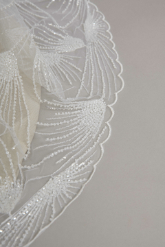 S0570 TUL BORDADO CON LENTEJUELAS Y MOSTACILLAS - Sole Silva Telas de Novias ~ Bridal Fabrics