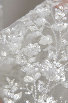 S0581 TUL BORDADO CON LENTEJUELAS Y MOSTACILLAS - Sole Silva Telas de Novias ~ Bridal Fabrics