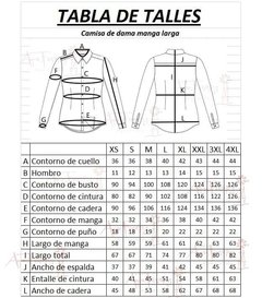 Camisa Dama Manga larga Talle XXL