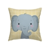 Capa de almofada infantil - Safari Grid - Elefante Amarelo