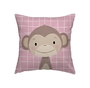 Capa de almofada infantil - Safari Grid - Macaco Rosa