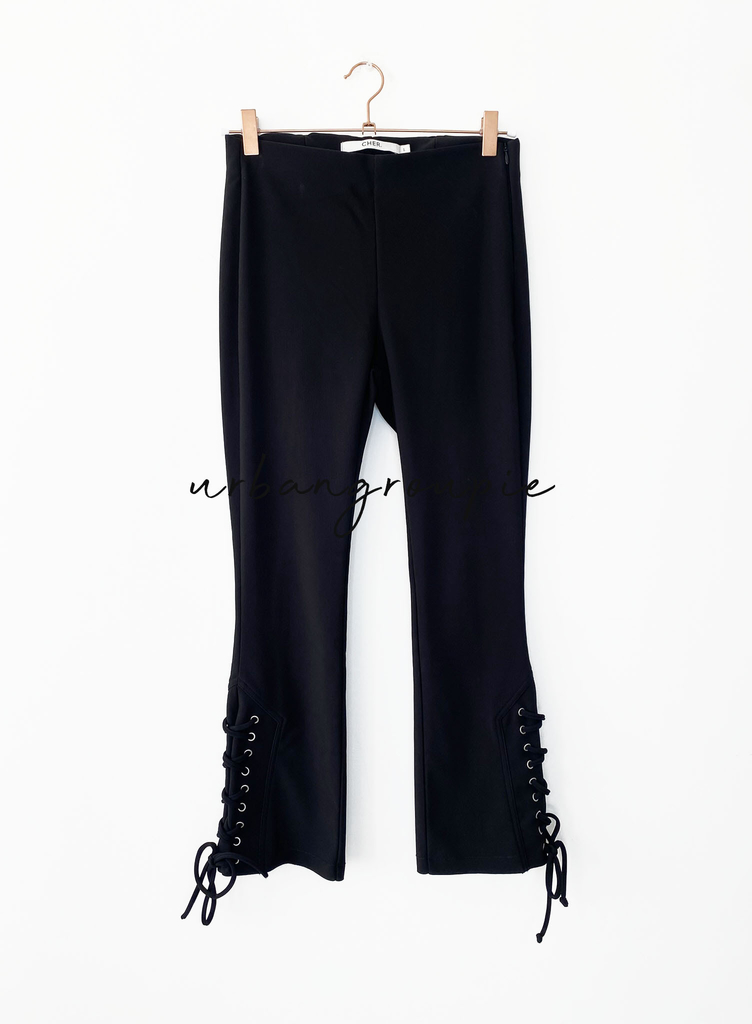 pantalon negro leggins cordon tobillos maria cher