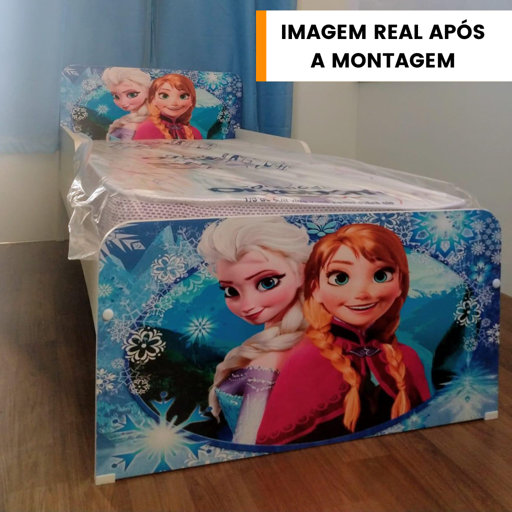 Cama da Ana e Elsa Frozen com Proteção Lateral Modelo Infantil