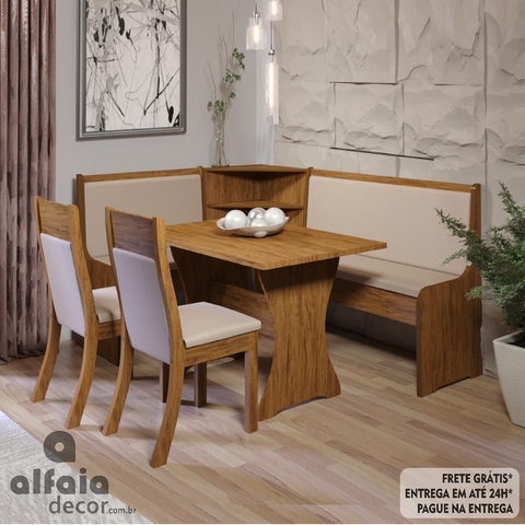 Conjunto Sala de Jantar Completa Mesa Tampo MDF 4 Cadeiras Imbuia Quick  Viero