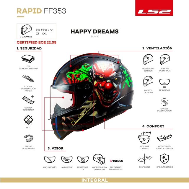 Casco 353 Rapid HAPPY Dream Negro