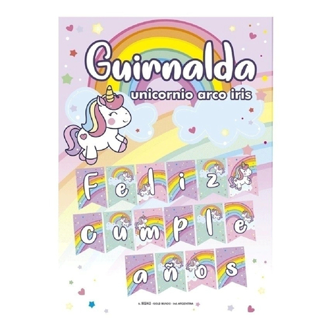 Banderin Guirnalda Unicornio Feliz Cumpleaños Cotillón