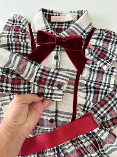 Conjunto Valentina Xadrez (Camisa + Saia + Laço de Cabelo) - comprar online