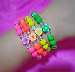 Kit 4 Pulseiras Neon Florzinhas