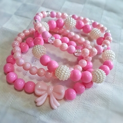 Kit 4 Pulseiras Rosa Claro Lacinho - comprar online