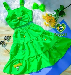 Conjunto Verde BRASIL Copa do Mundo (Saia Midi + Cropped) - comprar online