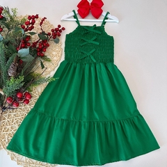 Vestido Tricoline Lastex Verde