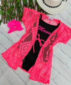 Saída de Praia Rosa Neon Pompom VE23