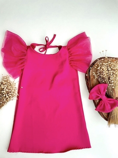 Vestido Pink Julia (Acompanha Laço de Cabelo) - comprar online