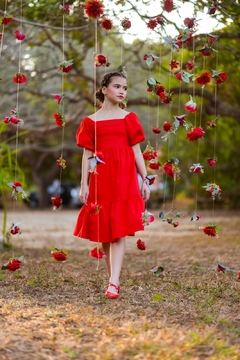 Vestido Mayla MIDI Vermelho - Coisas de Dondoquinha