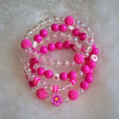 Kit 4 Pulseiras Rosa Fúcsia Sortidas - comprar online