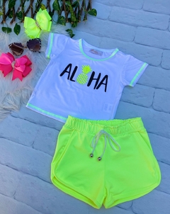 Conjunto Aloha Amarelo Neon