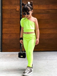 Imagem do Conjunto Neon Lacinho no Ombro (Cropped + Legging)