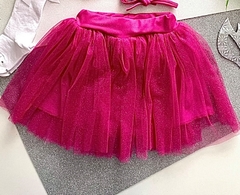 Saia Pink Tule com Glitter com Shorts