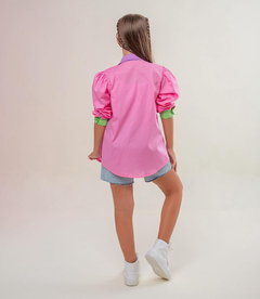 Conjunto Marília 3 Peças (Camisa Tricolor + Bermuda Jeans + Cropped) - Coisas de Dondoquinha