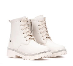 Bota Coturno com Strass Tratotado Off White - comprar online