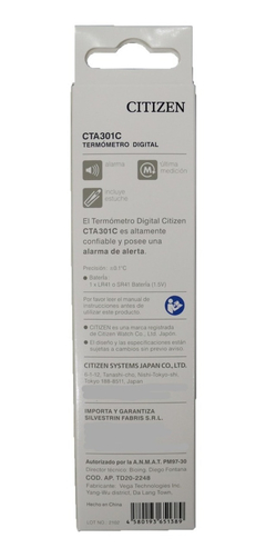 Citizen Termometro Digital Silfab 301c Con Alarma De Alerta - comprar online