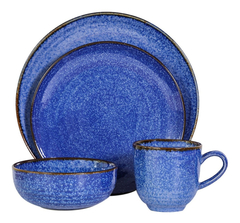 Set Vajilla De Porcelana 24 Piezas Antique Blue