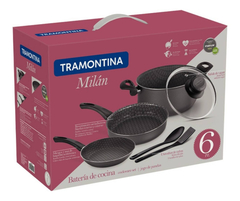 Set Bateria Tramontina Milan Juego Cocina Sarten Olla Teflon 6 Pz