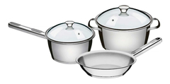 Bateria Cocina 3 Piezas Tramontina Allegra Triple Fondo Acero - comprar online