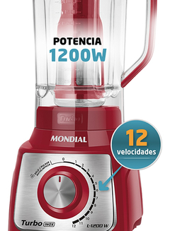 Licuadora Mondial Turbo L-1200 Inox Roja 1200w Con Filtro - Cooking Store