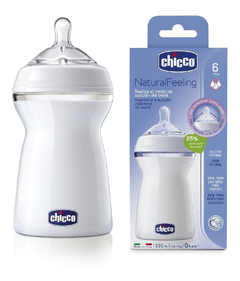 Mamadera Chicco Biber_n NaturalFeeling 330ml 6m Flujo R_pido