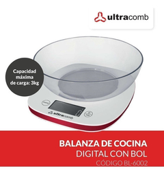 Balanza Digital Ultracomb De Cocina Hasta 3 Kilos Bl 6002 - comprar online