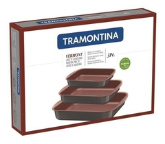 Juego Asaderas Tramontina Teflon Ant Cocina 3 Piezas Teflon