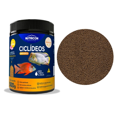 Ração Ciclideos Onívoros c/ alho M 500g Nutricon