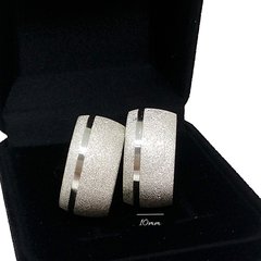 Imagem do Par Aliança Prata Compromisso Namoro Diamantada 10mm