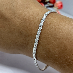 Pulseira trançada Feminina prata 925 19cm - comprar online