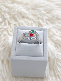 ANILLO PLATA CON CUBICS TRI COLOR - comprar online