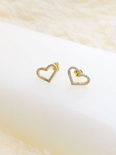 AROS PLATA CORAZÓN CON BAÑO DORADO - comprar online