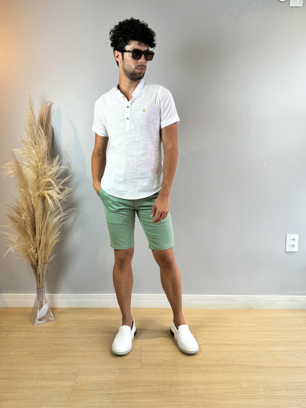 Bermuda Alfaiataria Verde Amazonita Skinny - Zip Off - comprar online