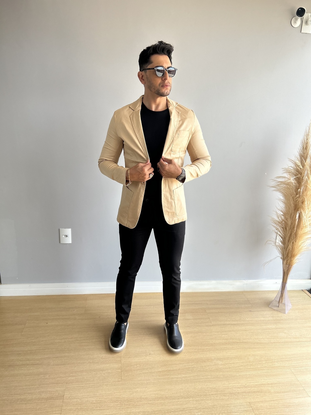 Blazer Slim Fit Bege - Zip Off na internet