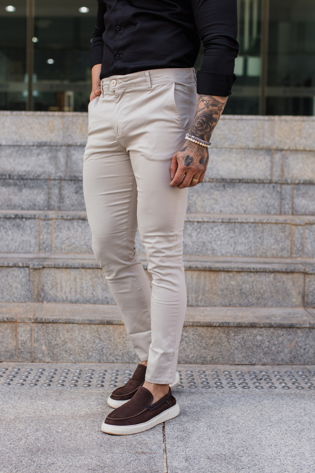 Calça Alfaiataria Skinny Amsterdã Acetinada Areia - Conquest - loja online