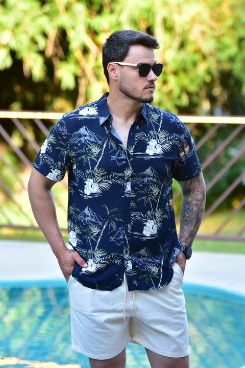 Camisa Vicose Floral Azul 1019 - PCF - comprar online